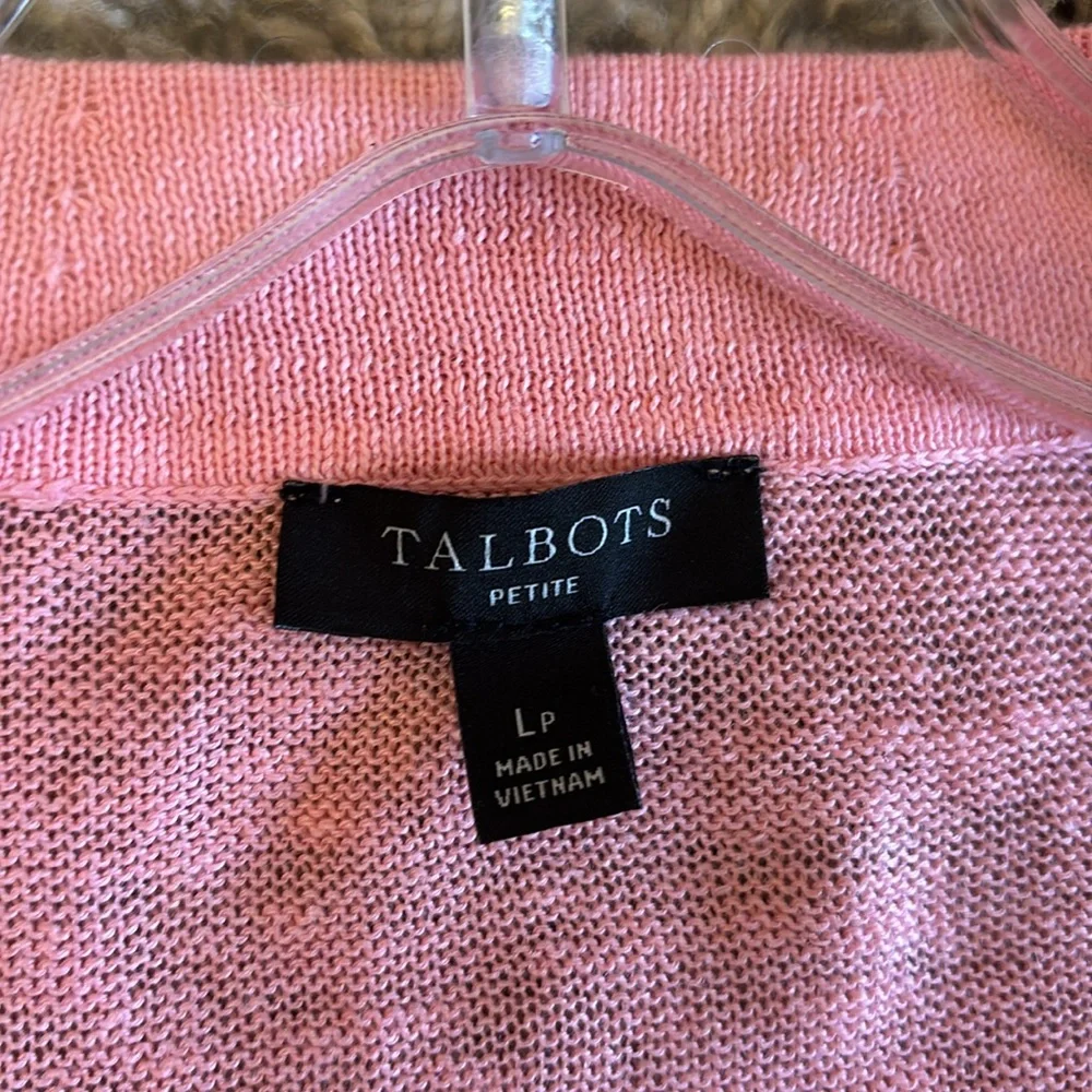 NWOT Talbots Girlfriend‎ Coral Linen Sweater Cardigan Size Lp